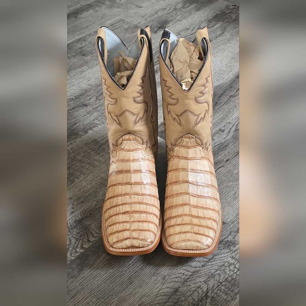 Tan Crocodile Leather Cowboy Boots